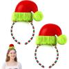 imageJOYIN 2 Pcs Christmas Elf Hat Headbands Xmas Elf Furry Hat Headbands with Red ampamp Green Fabricwrapped Christmas Headdress for Adults and Children Parties Roleplaying Photo Props