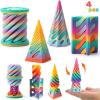 imageJOYIN 4 Pack Impossible Cone Fidget Toys Pastel Color 3D Printed Spiral Cone Flexible Impossible Pyramid Passthrough Fidget Toys for Stress Relief Kids Adults Christmas Stocking Stuffers