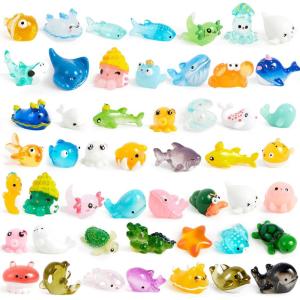 imageJOYIN 50 Pcs Mini Ocean Resin Animals Figures Mini Sea Animals Figurines for Aquarium Ornaments Decorations Cute Garden Accessories Slime Charms for Crafts DIY Miniature ScenesOcean Animals