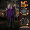 imageJOYIN 62 Halloween Decorations Outdoor Animatronics Standing Hunchback Witch with Light Creepy Sound Decor Radar Motion Activated Scary Haunted House Prop for Yard Lawn Garden Outside IndoorPurple Witch