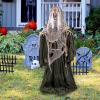 imageJOYIN 65quot Halloween Animatronics Witch Decorations Outdoor with LED Eyes and Creepy Sound Scary Life Size Animated Decor for Haunted House Lawn Yard