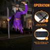 imageJOYIN 8FT Flying Witch Halloween Decorations Outdoor Animatronics Halloween Witch Decor Floating Witch on Broom with Infrared Sensor and LCD Eyes Scary Haunted House Prop for Outside Yard Lawn