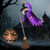 imageJOYIN 8FT Flying Witch Halloween Decorations Outdoor Animatronics Halloween Witch Decor Floating Witch on Broom with Infrared Sensor and LCD Eyes Scary Haunted House Prop for Outside Yard Lawn