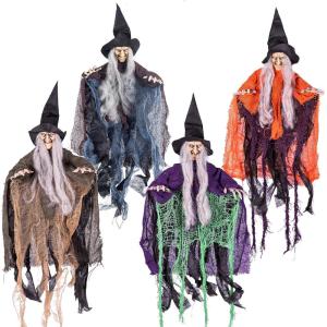 imageJOYIN 4 Pcs 196 Hanging Witch Halloween Decorations Outdoor Indoor Flying Haunted House Scary Decor for Lawn Garden Yard