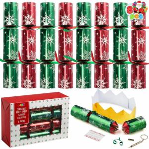 imageJOYIN 8 Pack Christmas Party Favor NonSnap Red ampamp Green Snowflake Design Party Table Favors with Holiday Party Favor Supplies for Kids and Adults Christmas Parties Dinners ampamp HolidaysRedGreen Snowflakes