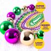 imageJOYIN 10 Pcs Mardi Gras Bead Necklace Set 1 Jumbo Ball Bead Necklaces 3 Medium ampamp 6 Small Beaded Necklaces Gold Green Purple Plastic Necklaces for Mardi Gras Costume Outfit Dress up Accessories