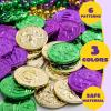imageJOYIN 210 PCS Mardi Gras Coins Green Purple Gold Plastic Coins Mardi Gras Decorations for Party Favors Supplies Costume Accessories Mardi Gras Masquerade Accessories
