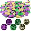 imageJOYIN 210 PCS Mardi Gras Coins Green Purple Gold Plastic Coins Mardi Gras Decorations for Party Favors Supplies Costume Accessories Mardi Gras Masquerade Accessories
