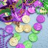 imageJOYIN 210 PCS Mardi Gras Coins Green Purple Gold Plastic Coins Mardi Gras Decorations for Party Favors Supplies Costume Accessories Mardi Gras Masquerade Accessories