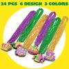 imageJOYIN 24 Pcs Mardi Gras Bead Necklaces with Pendant 6 Designs Mardi Gras Necklaces Gold Green Purple Beads Necklace Dress Up Costumes for Mardi Gras Party Decorations Supplies