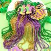 imageJOYIN 24 Pcs Mardi Gras Bead Necklaces with Pendant 6 Designs Mardi Gras Necklaces Gold Green Purple Beads Necklace Dress Up Costumes for Mardi Gras Party Decorations Supplies