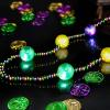 imageJOYIN 41 LED Mardi Gras Jumbo Bead Necklaces Light Up Party Necklaces Gold Green Purple Mardi Gras Necklace Bead Mardi Gras Decorations Party Favors Outfit Accessories