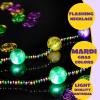 imageJOYIN 41 LED Mardi Gras Jumbo Bead Necklaces Light Up Party Necklaces Gold Green Purple Mardi Gras Necklace Bead Mardi Gras Decorations Party Favors Outfit Accessories