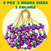 imageJOYIN 6 Pcs Mardi Gras Jumbo Bead Necklaces 44 Gold Green Purple Necklaces Beads for Mardi Gras Parade Decorations Party Favors Supplies Costume Outfit Accessories