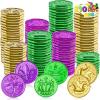 imageJOYIN 210 PCS Mardi Gras Coins Green Purple Gold Plastic Coins Mardi Gras Decorations for Party Favors Supplies Costume Accessories Mardi Gras Masquerade Accessories