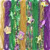 imageJOYIN 72 Pcs Mardi Gras Bead Necklaces Gold Green Purple Metallic Colors Bead Necklaces Set for Mardi Gras Party Decorations Costume Accessories Favors