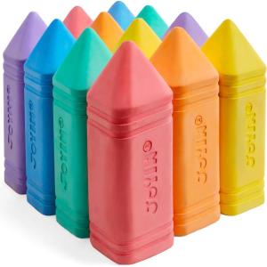 imageJOYIN 12 PCS Jumbo Sidewalk Chalk with 6 Colors Washable Sidewalk Chalk for Kids NonToxic School Supplies Outdoor Games Playground Accessories12