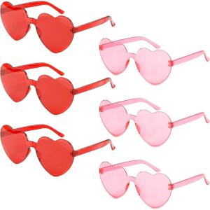 imageJOYIN 12 Packs Valentines Day Plum Pink and Red Heart Shaped Sunglasses Classroom Exchange Gift for Kids Classroom Holiday Prizes Sunglasses for Women and Girl Party Favor Holiday RewardRed Pink Glasses