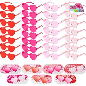 imageJOYIN 12 Packs Valentines Day Plum Pink and Red Heart Shaped Sunglasses Classroom Exchange Gift for Kids Classroom Holiday Prizes Sunglasses for Women and Girl Party Favor Holiday RewardMulti Color Glasses With Cards
