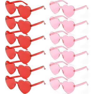 imageJOYIN 12 Packs Valentines Day Plum Pink and Red Heart Shaped Sunglasses Classroom Exchange Gift for Kids Classroom Holiday Prizes Sunglasses for Women and Girl Party Favor Holiday RewardPink Red Glasses