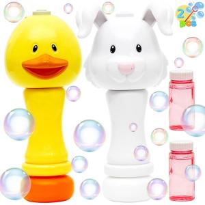 imageJOYIN 2 Packs Duck Bunny Bubble Wands with 2 Bottle of Bubble Solution 50ml for Kids amp Toddlers Outdoor Party Supplies Weddings Gifts Summer Toy Easter