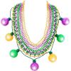 imageJOYIN 10 Pcs Mardi Gras LED Necklaces Set includes 1 LED Bulb Necklace 3 Medium amp 6 Small Bead Necklaces Gold Green Purple Necklaces for Mardi Gras Party Favors Supplies Costume Accessories