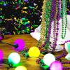 imageJOYIN 10 Pcs Mardi Gras LED Necklaces Set includes 1 LED Bulb Necklace 3 Medium amp 6 Small Bead Necklaces Gold Green Purple Necklaces for Mardi Gras Party Favors Supplies Costume Accessories