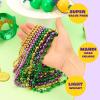 imageJOYIN 10 Pcs Mardi Gras LED Necklaces Set includes 1 LED Bulb Necklace 3 Medium amp 6 Small Bead Necklaces Gold Green Purple Necklaces for Mardi Gras Party Favors Supplies Costume Accessories
