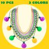 imageJOYIN 10 Pcs Mardi Gras LED Necklaces Set includes 1 LED Bulb Necklace 3 Medium amp 6 Small Bead Necklaces Gold Green Purple Necklaces for Mardi Gras Party Favors Supplies Costume Accessories