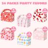 imageJOYIN 24 Pcs Valentines Day Gift Treat Boxes Cookie Boxes with Colorful Heart shaped Design for Kids Party Favor Classroom Exchange Prizes Valentines Candy Boxespink