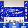 imageJOYIN 3 Pcs Graduation Backdrop Decorations Class of 2025 Satin Congrats Grad Banner Set Maroon amp Gold Party Banner Hanging Porch Supplies for Graduation Party Indoor Outdoor Decor Photoshoot PropsBlue