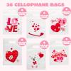 imageJOYIN 36 Pcs Valentines Day Cellophane Gift BagCandy Treat BagsGoodie Bags with 6 Themed Designs for Kids Party Favors Classroom Exchange Prizes Valentines Cookie BagsRose Red