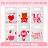 imageJOYIN 36 Pcs Valentines Day Cellophane Gift BagCandy Treat BagsGoodie Bags with 6 Themed Designs for Kids Party Favors Classroom Exchange Prizes Valentines Cookie BagsRed