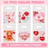 imageJOYIN 36 Pcs Valentines Day Cellophane Gift BagCandy Treat BagsGoodie Bags with 6 Themed Designs for Kids Party Favors Classroom Exchange Prizes Valentines Cookie BagsPink