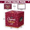 imageJOYIN 9 Graduation Decorations Card Box with 36 PCS Cards Maroon Congrats Grad Money Box for Class of 2025 Grad Party Decoration Gift Holder for Graduation Party Favor Gifts SuppliesMaroon