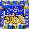 imageJOYIN Graduation Party Decorations Class of 2025 Blue Grad Celebration Supplies Set with Backdrop Banner Porch Sign Balloons Foil Number 2025 Hanging Strip for High School College GraduationBlue  Gold