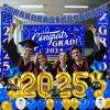 imageJOYIN Graduation Party Decorations Class of 2025 Blue Grad Celebration Supplies Set with Backdrop Banner Porch Sign Balloons Foil Number 2025 Hanging Strip for High School College GraduationBlue  Gold