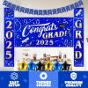 imageJOYIN Graduation Party Decorations Class of 2025 Blue Grad Celebration Supplies Set with Backdrop Banner Porch Sign Balloons Foil Number 2025 Hanging Strip for High School College GraduationBlue  Gold