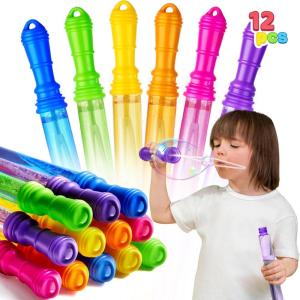 imageJOYIN 12 Packs 17 Giant Bubble Wands for Kids Toddlers Bubble Wand Bulk with 12 PCS Solution for Party Favors Summer Outdoors Toys Easter Basket Stuffers Birthday Gift