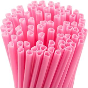 imageJOYIN 120 PCS Valentine Heart Shaped Pink Straws Reusable Drinking Cute Straw for Valentines day Cocktail Birthday Party Bridal Shower Wedding Supplies Valentine PartyPink