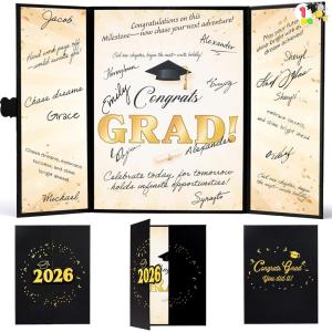 imageJOYIN 2026 Graduation Guestbook AlternativeBlue amp Silver 12 Congrats Graduation Party Decorations Class of 2026 Grad Card for High School College Grad Gift Party Guest Signing CardboardGold