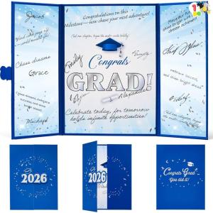 imageJOYIN 2026 Graduation Guestbook AlternativeBlue amp Silver 12 Congrats Graduation Party Decorations Class of 2026 Grad Card for High School College Grad Gift Party Guest Signing CardboardBlue