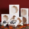 image24 Pcs White Paper Baking Boxes with Stickers Christmas Cookie Pie Box Holiday Pastry Boxes in 2 Sizes 10X10X25 inch and 8X8X25 inch Valentines Day Wedding Party Favor Supplies