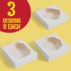 image24 Pcs White Paper Baking Boxes with Stickers Christmas Cookie Pie Box Holiday Pastry Boxes in 2 Sizes 10X10X25 inch and 8X8X25 inch Valentines Day Wedding Party Favor Supplies