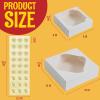 image24 Pcs White Paper Baking Boxes with Stickers Christmas Cookie Pie Box Holiday Pastry Boxes in 2 Sizes 10X10X25 inch and 8X8X25 inch Valentines Day Wedding Party Favor Supplies