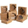 image24 Pcs Kraft Paper Holiday Christmas Thanksgiving Bakery Boxes Pastry Cookie Boxes with Stickers in 2 Sizes 10X10X25 inch and 8X8X25 inch