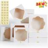 image24 Pcs White Paper Baking Boxes with Stickers Christmas Cookie Pie Box Holiday Pastry Boxes in 2 Sizes 10X10X25 inch and 8X8X25 inch Valentines Day Wedding Party Favor Supplies