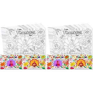 imageJOYIN 24 Pcs Thanksgiving Coloring Placemats Thanksgiving Turkey Coloring Paper Table Mats Make Your Own Art amp Craft Kit for Kids School Activities Party Decoration SuppliesNo pigment Pack of 2Large Pack of 2