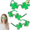 imageJOYIN 3 Pcs St Patricks Day Shamrock Sunglasses Four Leaf Clover Glasses Green Eyewear for St Patricks Carnival Parade Dress Up Accessories Costumes Party Favors for Men WomenGlitter