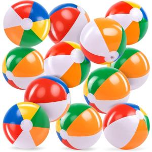 imageJOYIN 12 Packs 16 Inflatable Beach Balls Large Rainbow Beach Balls Bulk for Pool Parties Kids and Adults Summer Pool Party Toys Beach Toys Party Favors1612inch